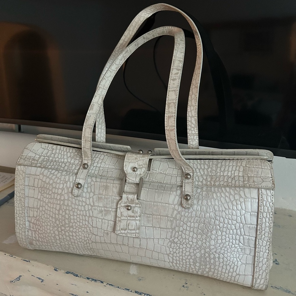 Kenneth Cole New York Cream Crocodile-Embossed Handbag